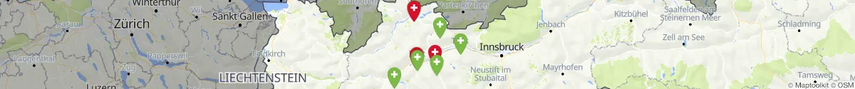 Kartenansicht für Apotheken-Notdienste in der Nähe von Höfen (Reutte, Tirol)
